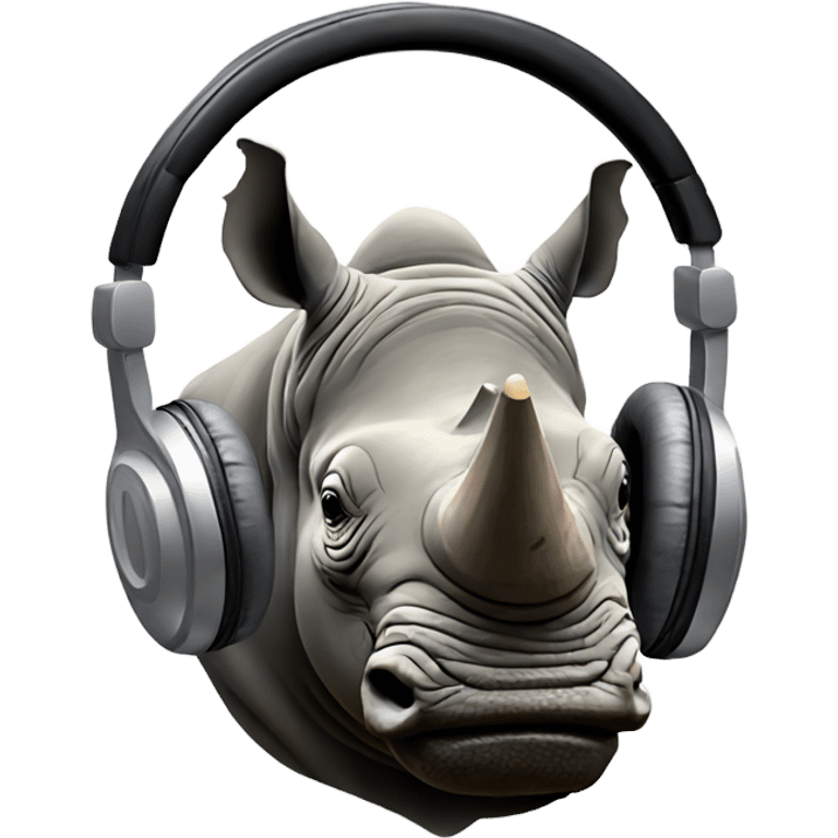 Rhino wearing headphones emoji