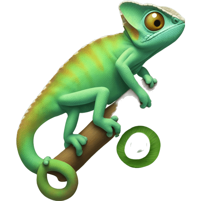 chameleon standing on tree branch emoji