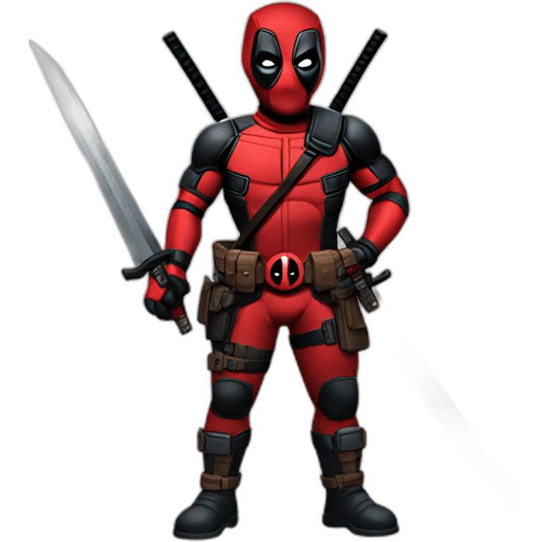 deadpool with swords and guns emoji