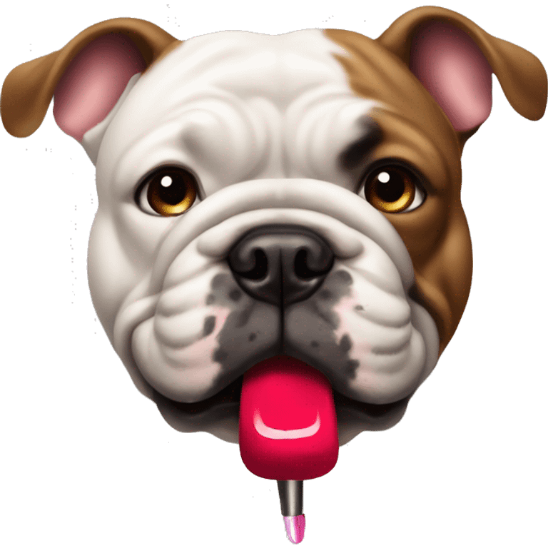 Bull dog with lipstick  emoji