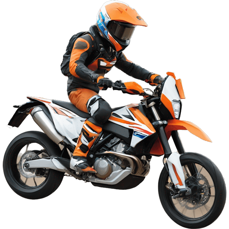 Man in full face helmet doing wheelie on ktm 500  emoji