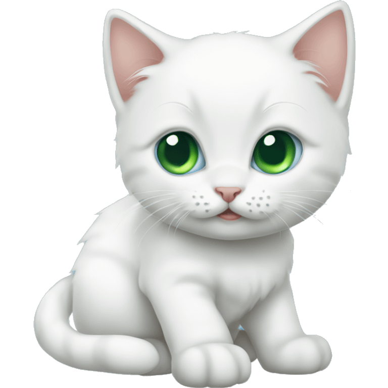 white kitten one eye blue one eye green emoji