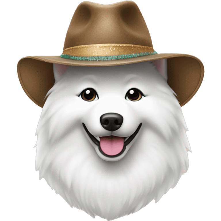 Samoyed dog wearing a hat emoji