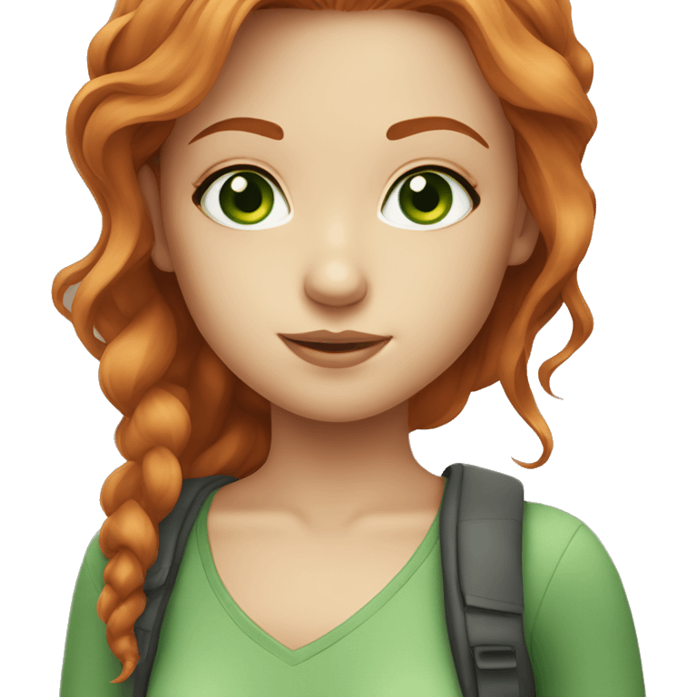 Beautiful girl with ginger hair green eyes emoji