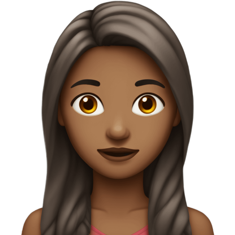 girl with long hair colored a little dark red, straight, wavy and slightly mixed skin emoji