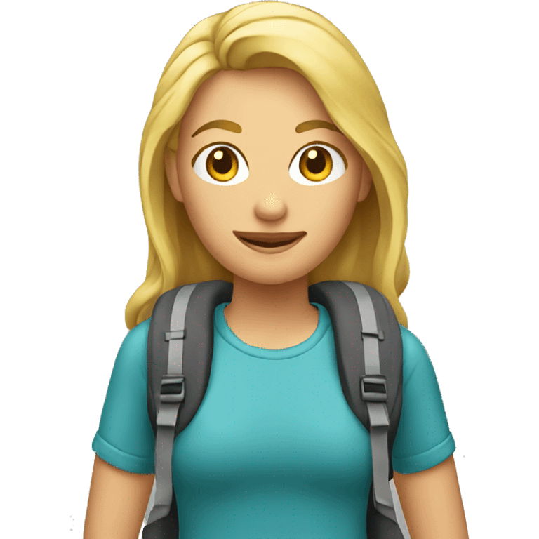 An emoji of a blonde women with backpack emoji