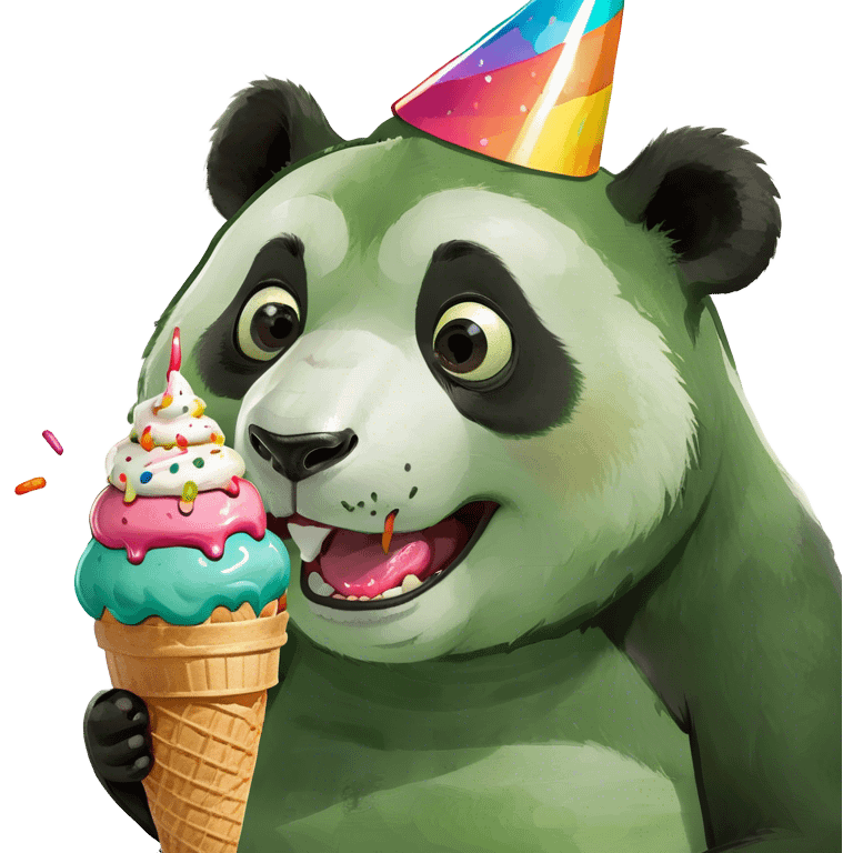 Panda eating ice cream emoji