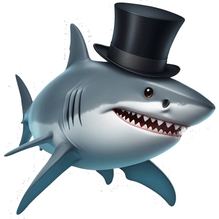 Shark with a top hat emoji