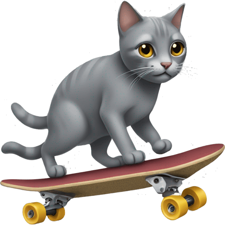 gray cat skateboarding emoji