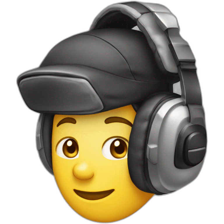 tête jeune gamer avec un casque micro, une casquette emoji