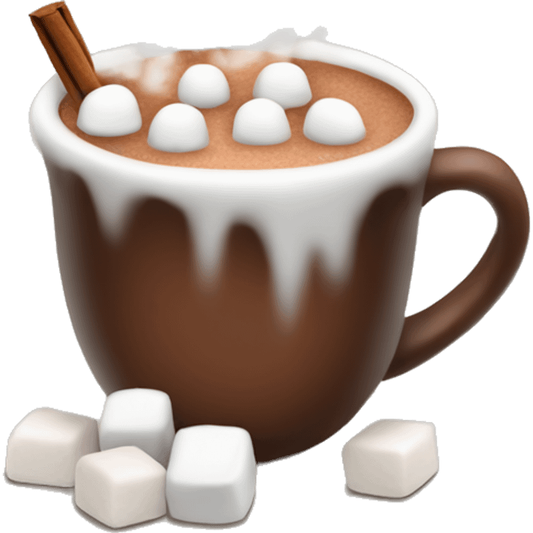 Hot cocoa with mini marshmallows and steam emoji