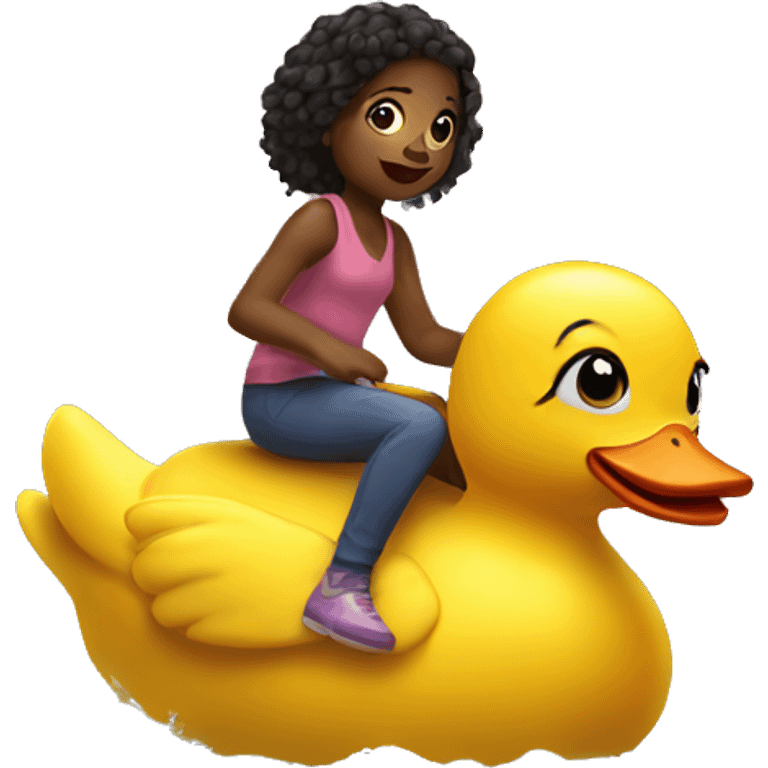 Daughter rose riding a rubber ducky emoji