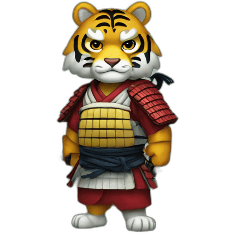 A samurai tiger in a forest in Japan  emoji