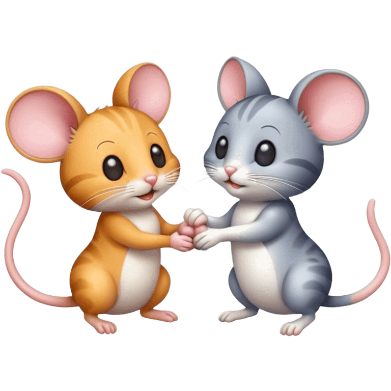 a mouse and a cat shaking hands emoji