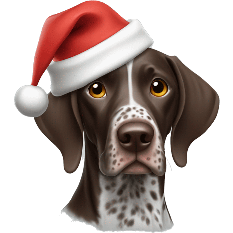 German Shorthaired Pointer wearing a Santa hat emoji