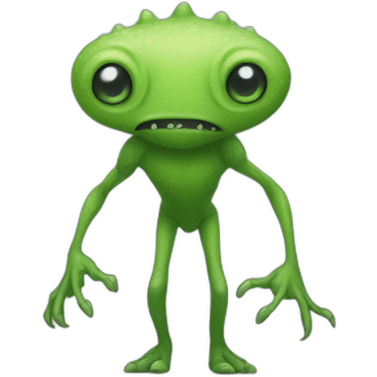 bipedal green creature with no legs or arms only feet with large head emoji