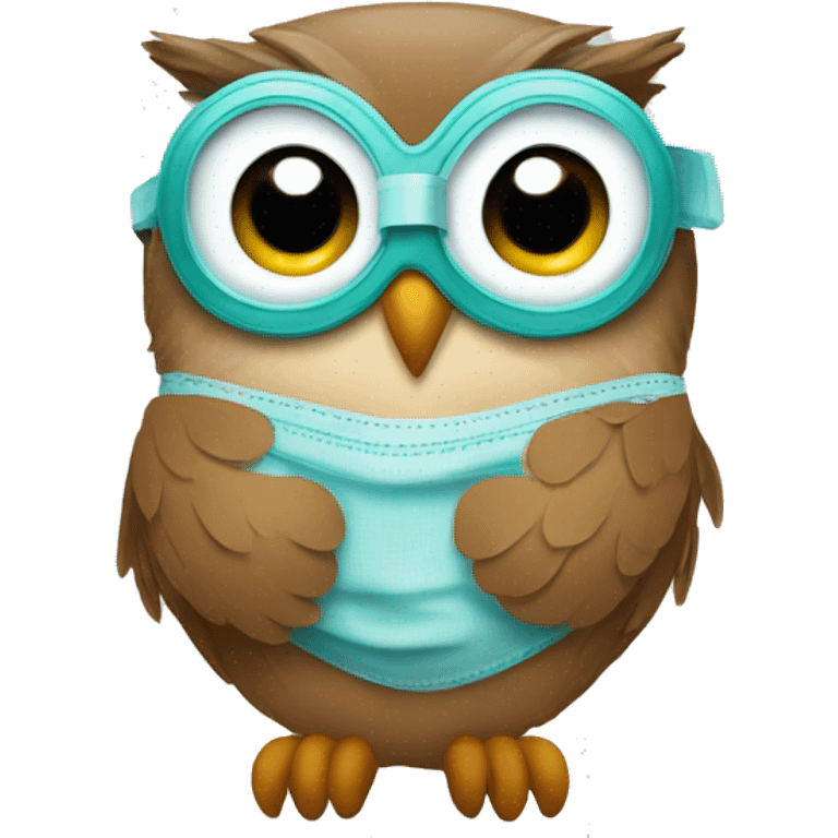 Owl with a surgical mask emoji