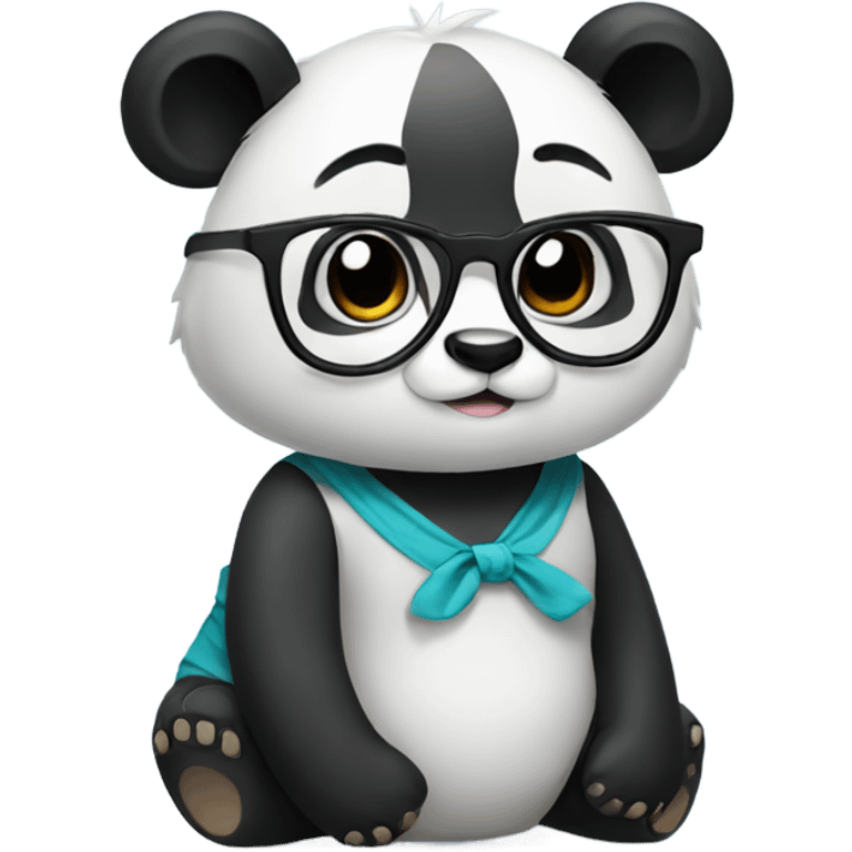 Panda wearing a dress and glasses emoji