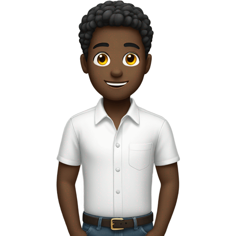 smiling black boy in white shirt emoji