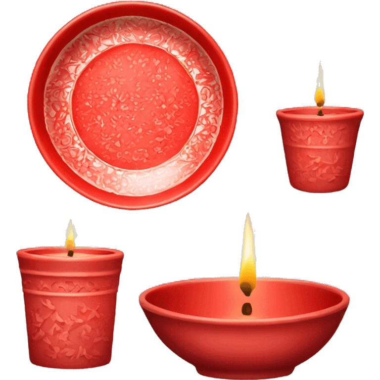 red dishes and candles emoji