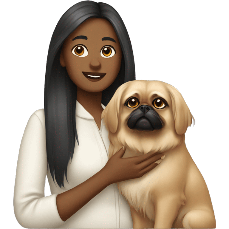 Women with Pekingese emoji