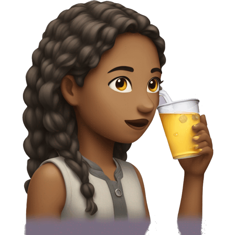 Girl taking a drink emoji