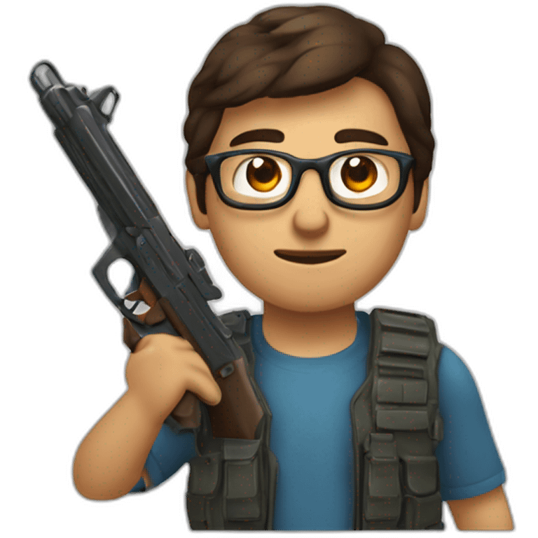 Un mec brun peau brune à lunettes avec un Gun emoji