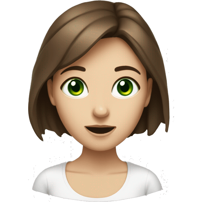 A girl with white skin, green eyes and brown hair is studying for exams in chaos. emoji