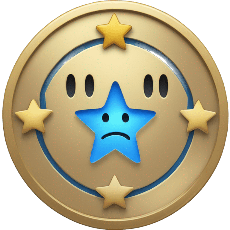 emojize a coin with blue colour and a star in the middle intp different expressions emoji