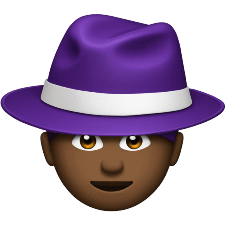 Black man wearing a hat, make the hate black, the brim of the hat purple, and a white letter P on the hat with the P being outlined in purple  emoji