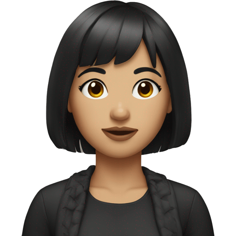 girl with black hair eyeliner and bangs emoji