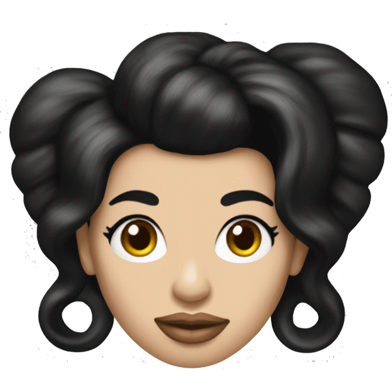 amy winehouse emoji with a big black beehive hairstyle like her style in 2010 emoji