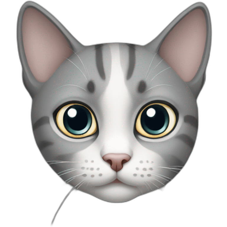 White and grey cat big eyes emoji