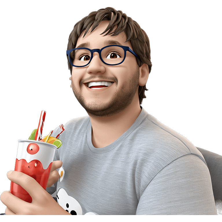 smiling boy with drink indoors emoji