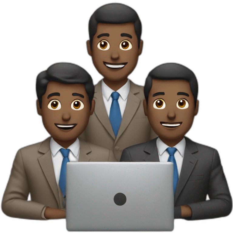 three men with a laptop emoji