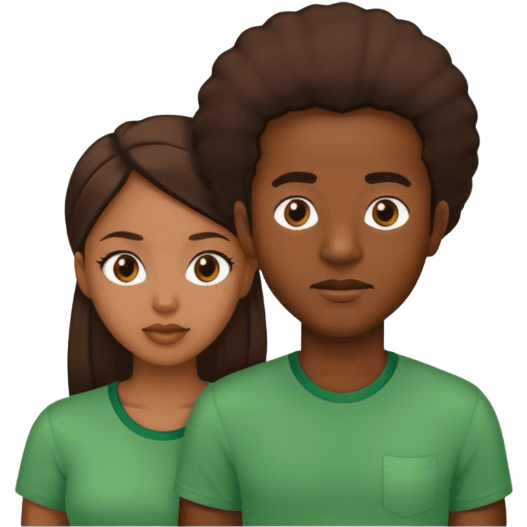 african mand and woman in gree shrt emoji