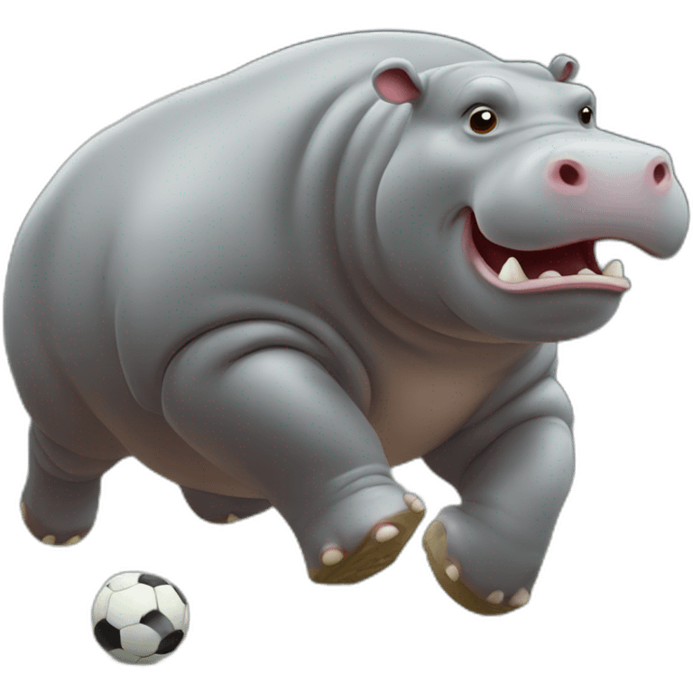 fat hippo as soccer player running emoji