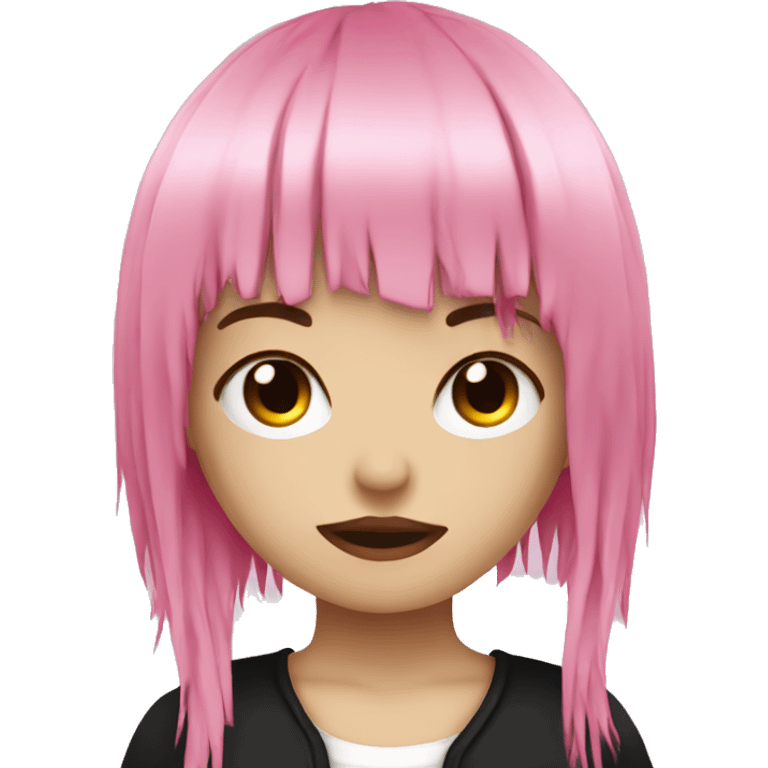 emo scene girl with pink fringe emoji