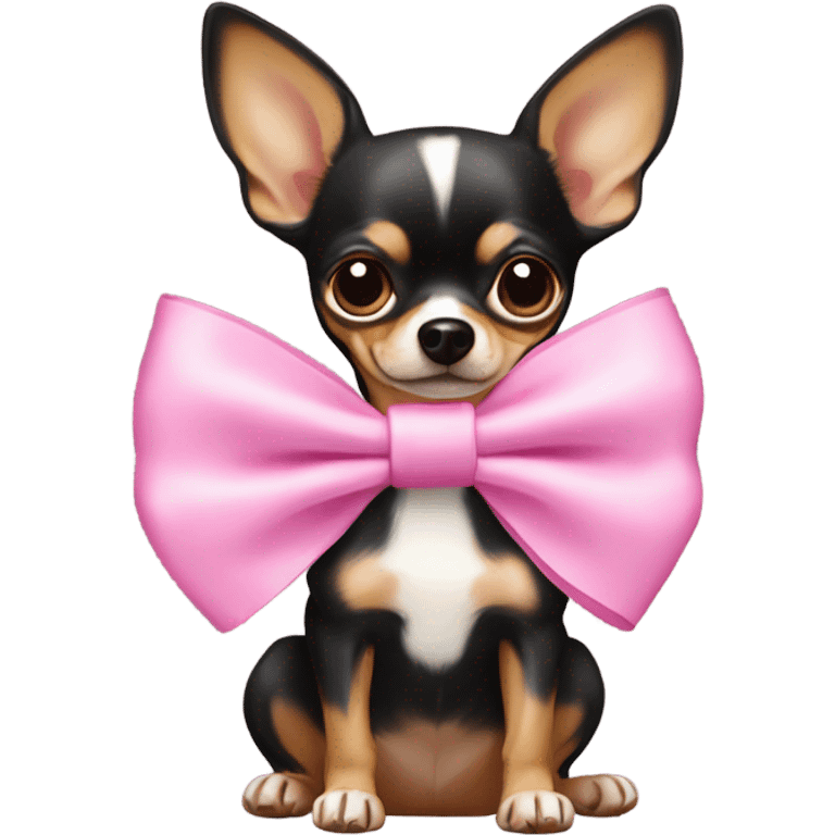 Chihuahua wearing a pink bow emoji