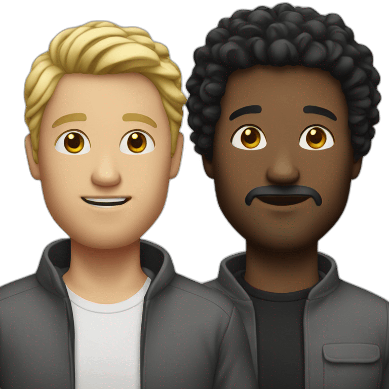 White and black men hugh emoji