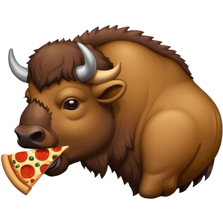 Bison eating pizza emoji