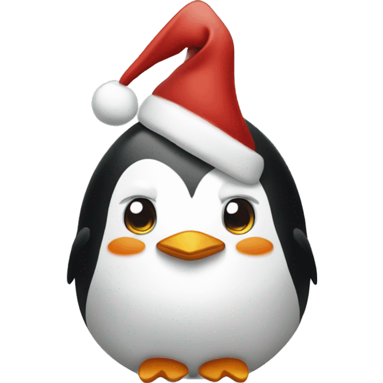 Penguin with Santa hat emoji