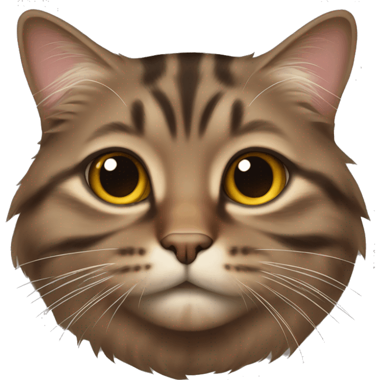 fat brown longhair tabby cat  emoji