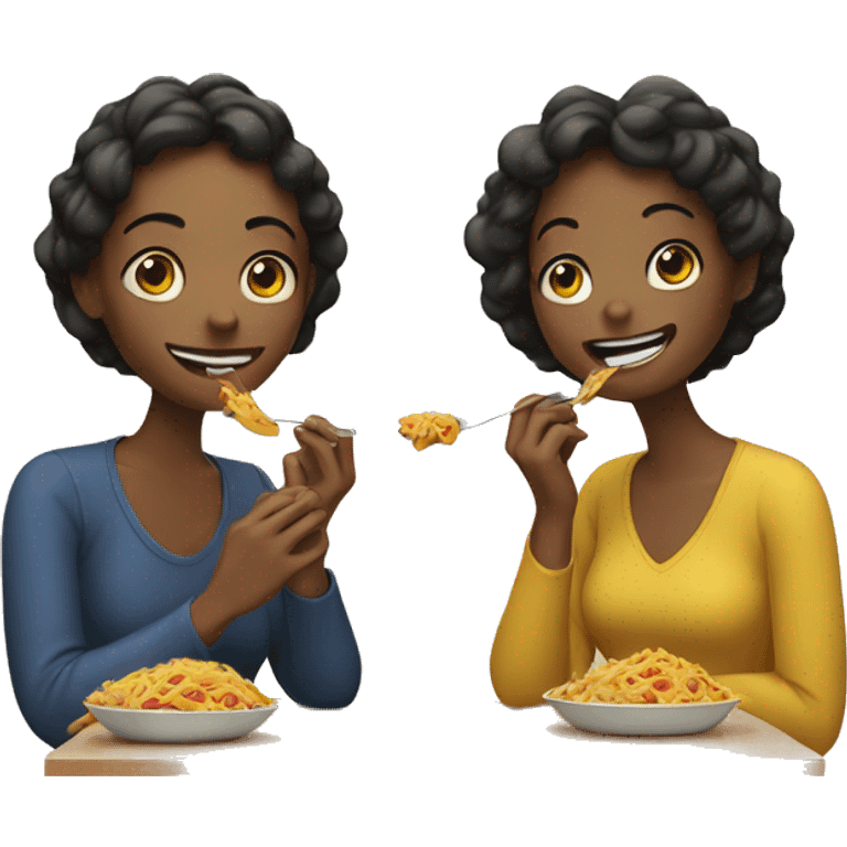 2 women eating food emoji