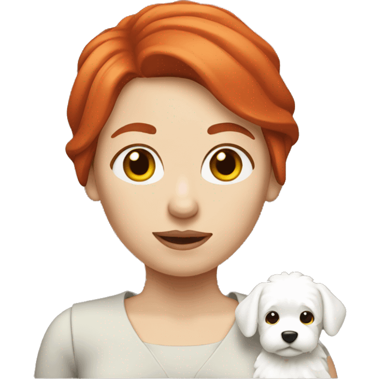 woman with short red hair holding a coton emoji