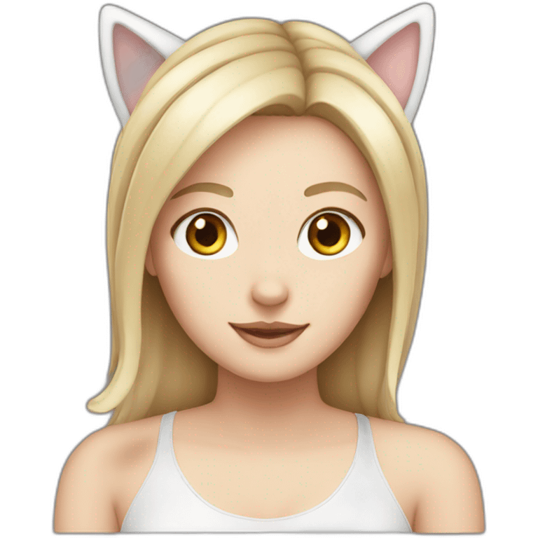 White  Girl with cat ears emoji