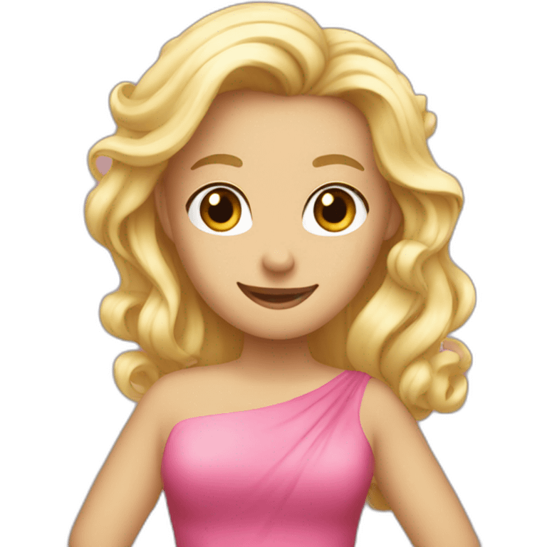 blonde hair pink dress thumbs up emoji