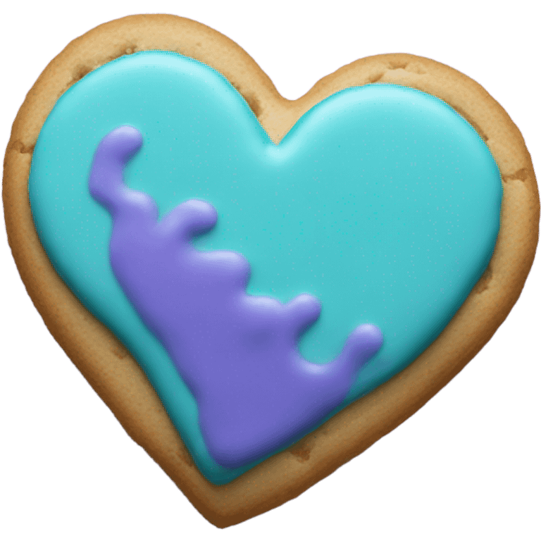 Purple teal heart cookie emoji