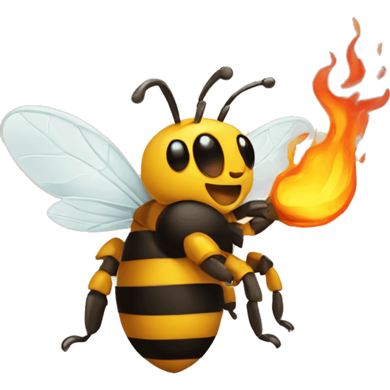 A bee with fire emoji