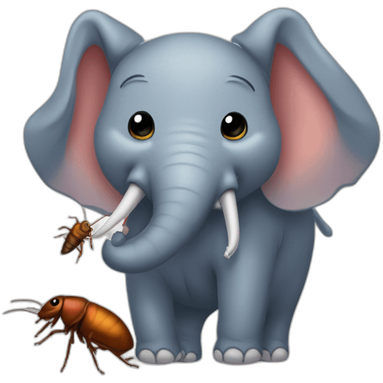 elephant hugging cockroach emoji